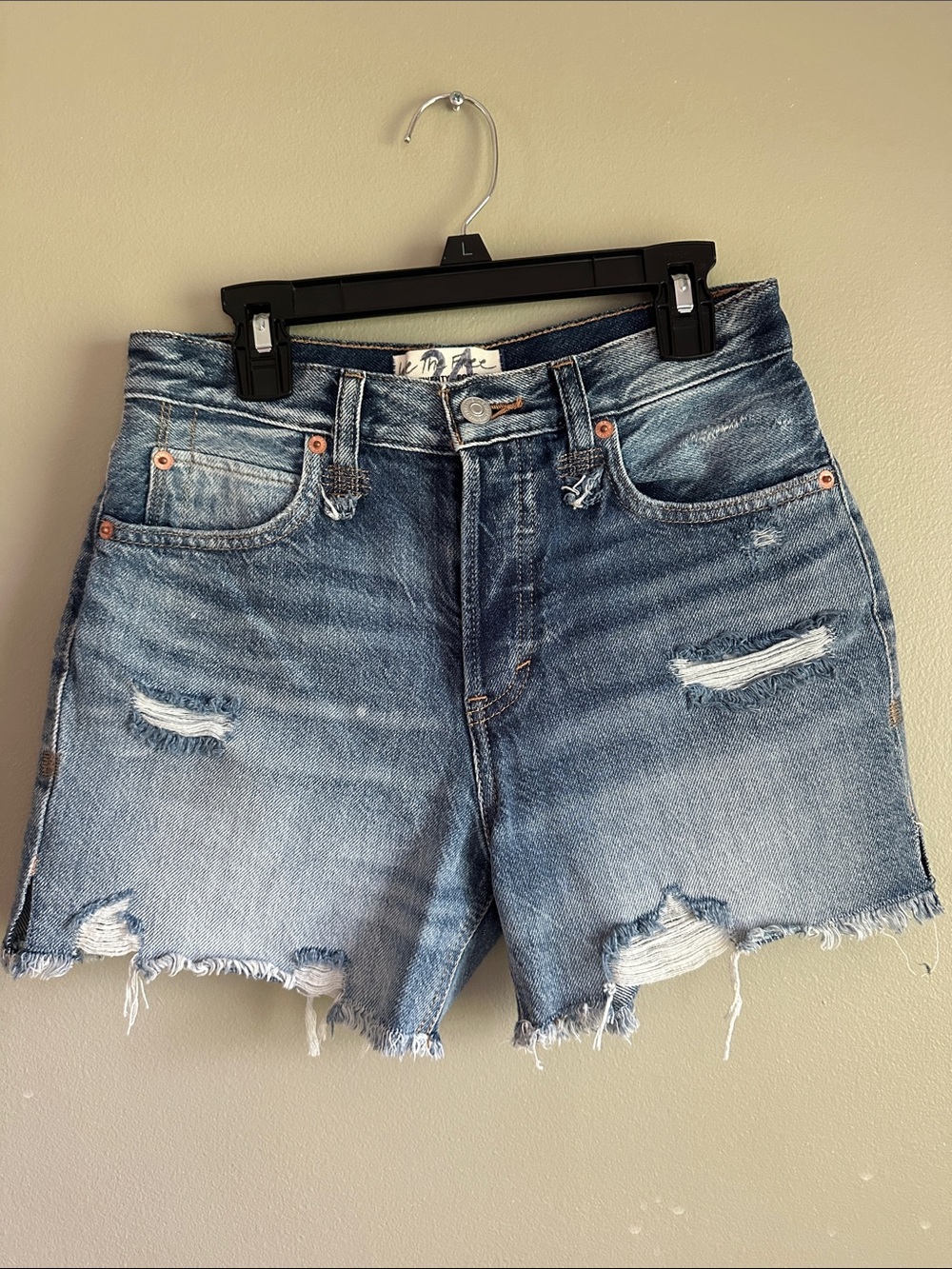 We The Free Distressed Medium Blue Cutoff Denim Shorts